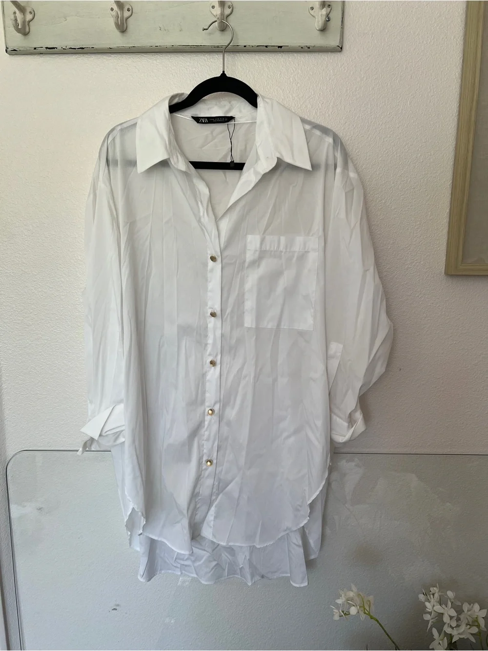 Zara White Relaxed Button-Down Shirt - M - Picture 1 of 3